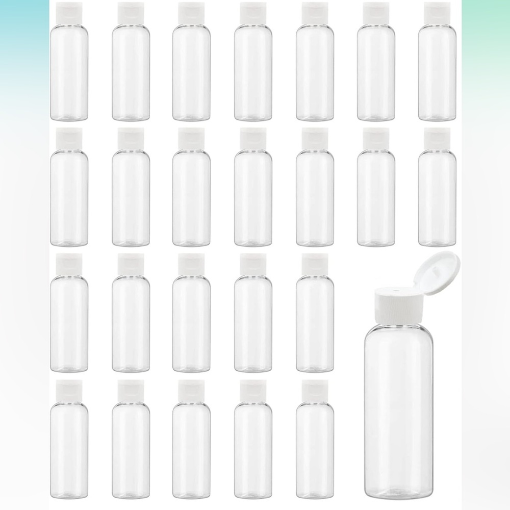 2 Oz Plastic Containers w/Lids, Clear Travel Bottles for Toiletries - Set of 25